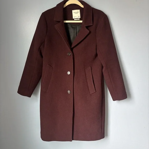 Abercrombie & Fitch Dark Burgundy Trench Coat - Picture 1 of 2